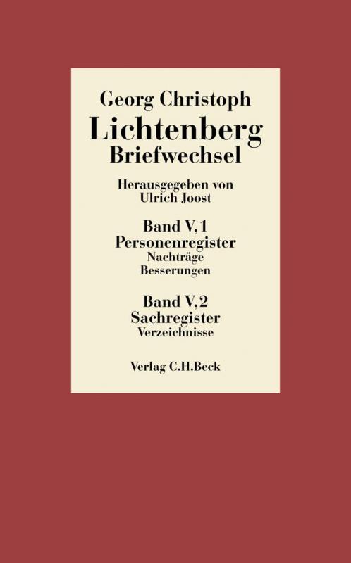 Cover-Bild Lichtenberg Briefwechsel Bd. 5: Register