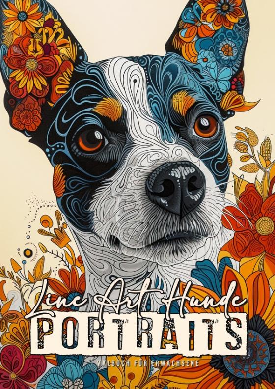 Cover-Bild Line Art Hunde Portraits Malbuch für Erwachsene