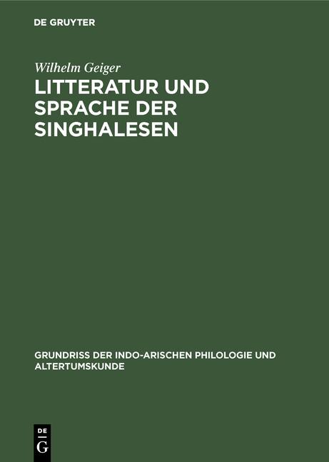 Cover-Bild Litteratur und Sprache der Singhalesen