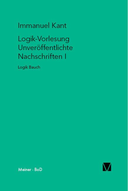 Cover-Bild Logik-Vorlesung. Unveröffentlichte Nachschriften I