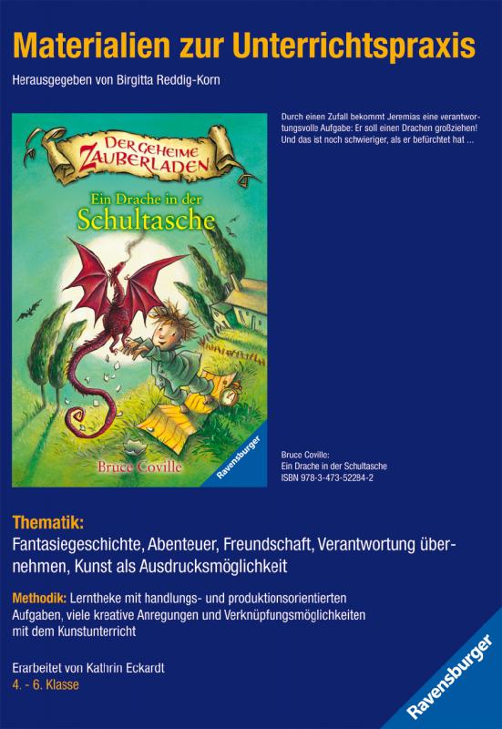 Cover-Bild Materialien zur Unterrichtspraxis - Bruce Coville: Ein Drache in der Schultasche