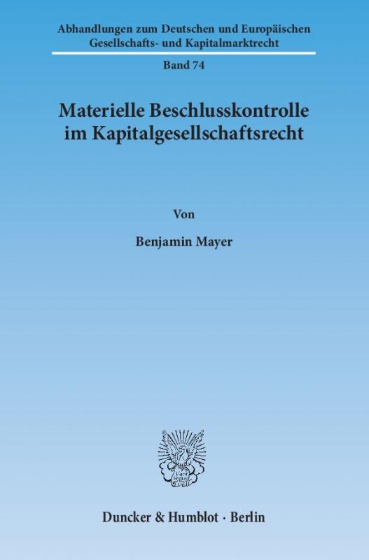 Cover-Bild Materielle Beschlusskontrolle im Kapitalgesellschaftsrecht.