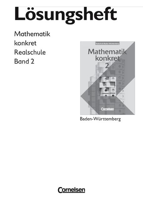 Cover-Bild Mathematik konkret - Realschule Baden-Württemberg / Band 2 - Lösungen zum Schülerbuch