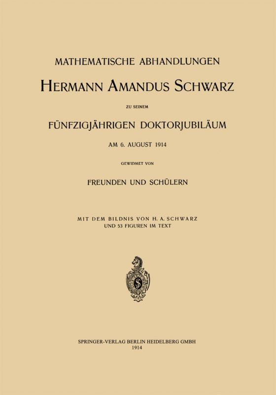 Cover-Bild Mathematische Abhandlungen Hermann Amandus Schwarz