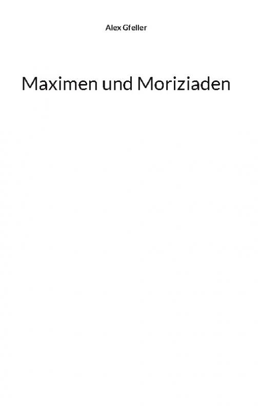 Cover-Bild Maximen und Moriziaden