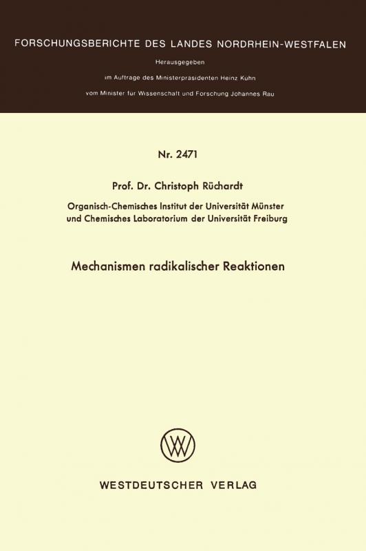 Cover-Bild Mechanismen radikaler Reaktionen