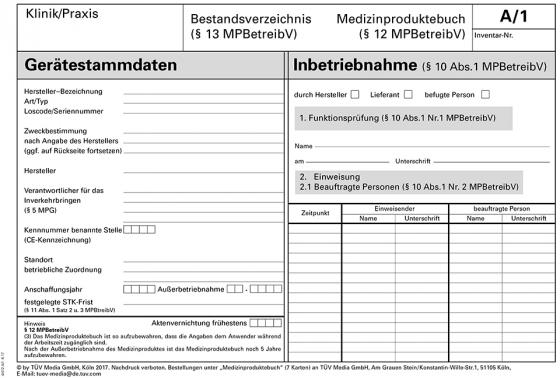 Cover-Bild Medizinproduktebuch/ Bestandsverzeichnis