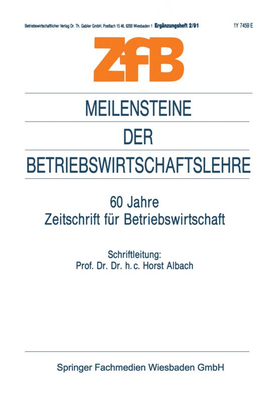 Cover-Bild Meilensteine der Betriebswirtschaftslehre