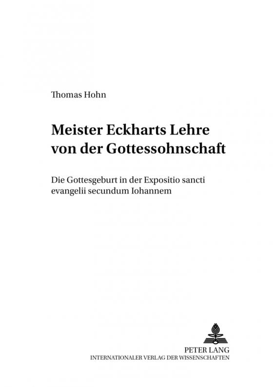 Cover-Bild Meister Eckharts Lehre von der Gottessohnschaft