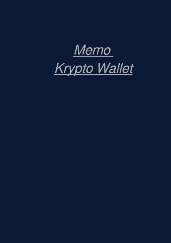 Cover-Bild Memo Krypto Wallet