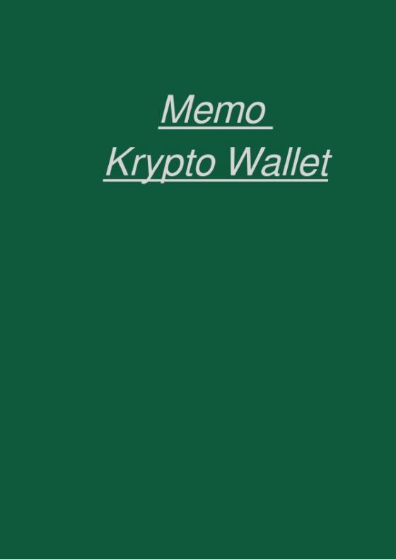 Cover-Bild Memo Krypto Wallet