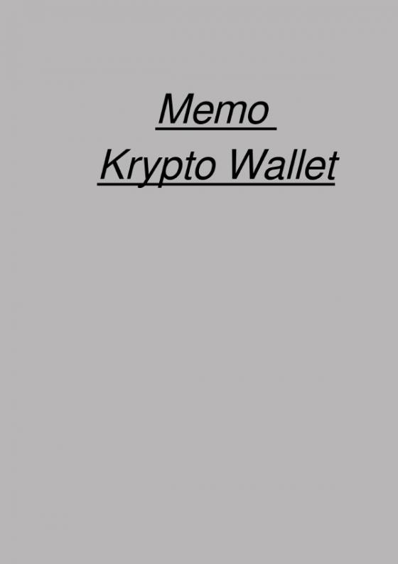 Cover-Bild Memo Krypto Wallet