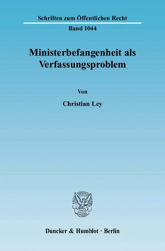 Cover-Bild Ministerbefangenheit als Verfassungsproblem.