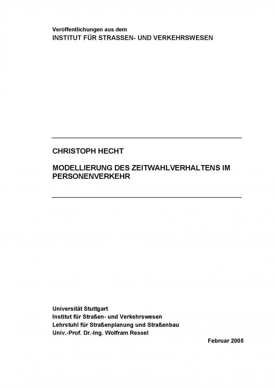 Cover-Bild Modellierung des Zeitwahlverhaltens im Personenverkehr