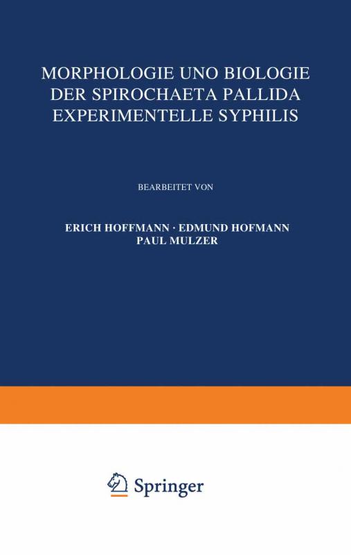 Cover-Bild Morphologie und Biologie der Spirochaeta Pallida Experimentelle Syphilis