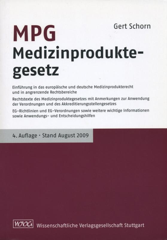 Cover-Bild MPG Medizinproduktegesetz