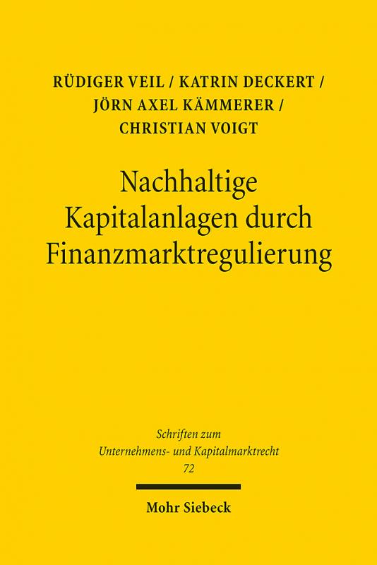 Cover-Bild Nachhaltige Kapitalanlagen durch Finanzmarktregulierung