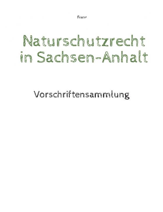 Cover-Bild Naturschutzrecht in Sachsen-Anhalt