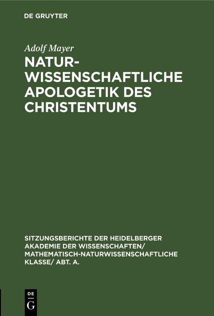 Cover-Bild Naturwissenschaftliche Apologetik des Christentums