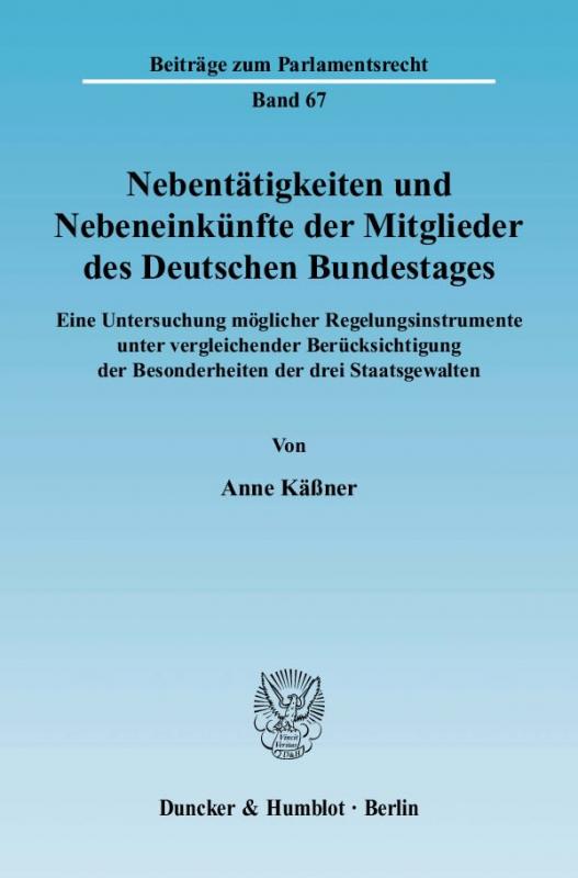 Cover-Bild Nebentätigkeiten und Nebeneinkünfte der Mitglieder des Deutschen Bundestages.