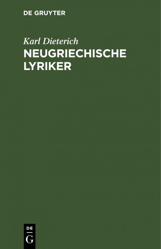 Cover-Bild Neugriechische Lyriker