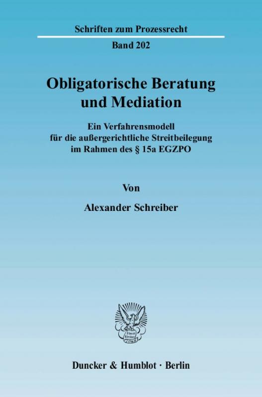 Cover-Bild Obligatorische Beratung und Mediation.