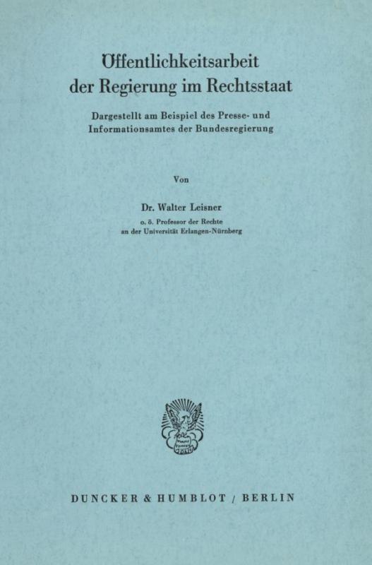 Cover-Bild Öffentlichkeitsarbeit der Regierung im Rechtsstaat.