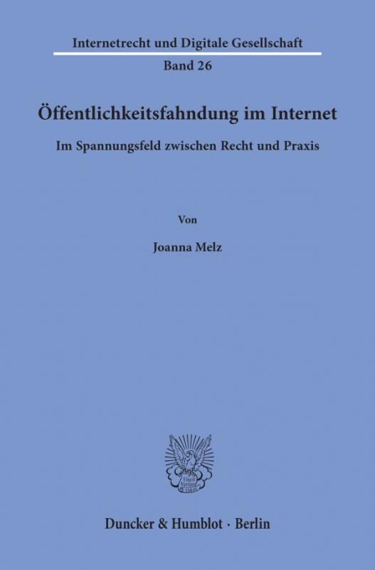 Cover-Bild Öffentlichkeitsfahndung im Internet.