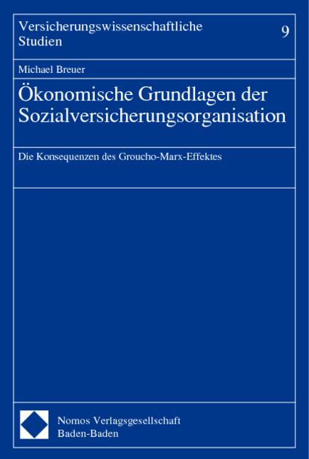 Cover-Bild Ökonomische Grundlagen der Sozialversicherungsorganisation
