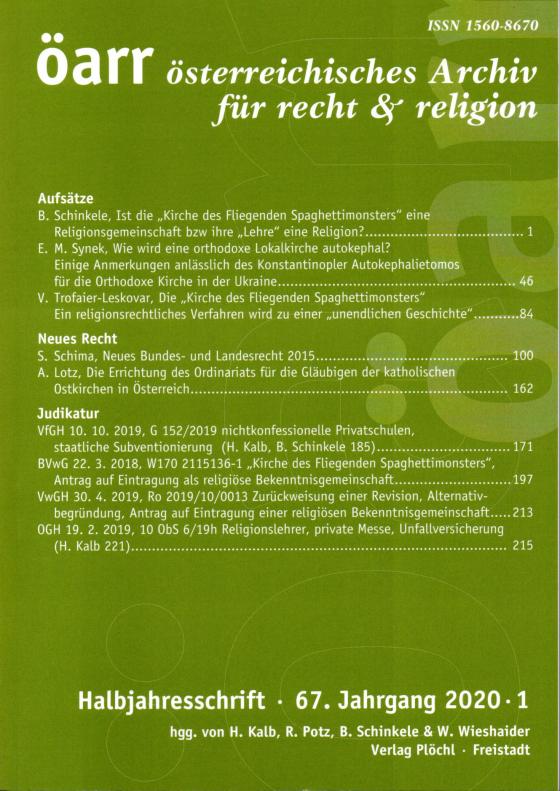 Cover-Bild Österreichisches Archiv für Recht und Religion