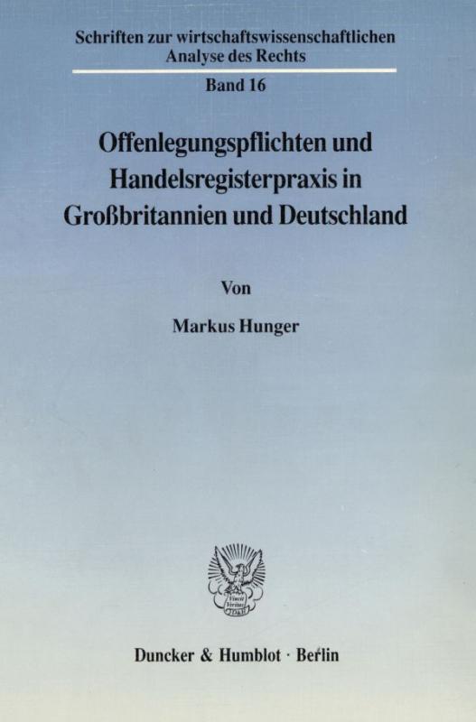 Cover-Bild Offenlegungspflichten und Handelsregisterpraxis in Großbritannien und Deutschland.