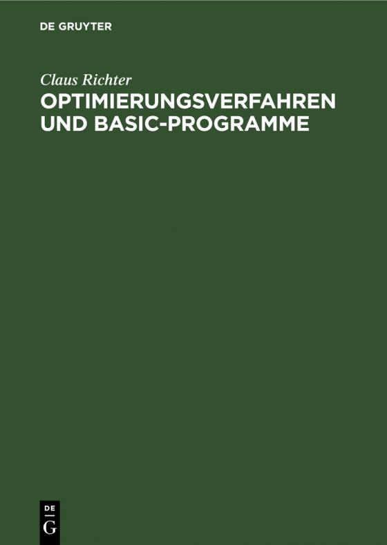 Cover-Bild Optimierungsverfahren und BASIC-Programme