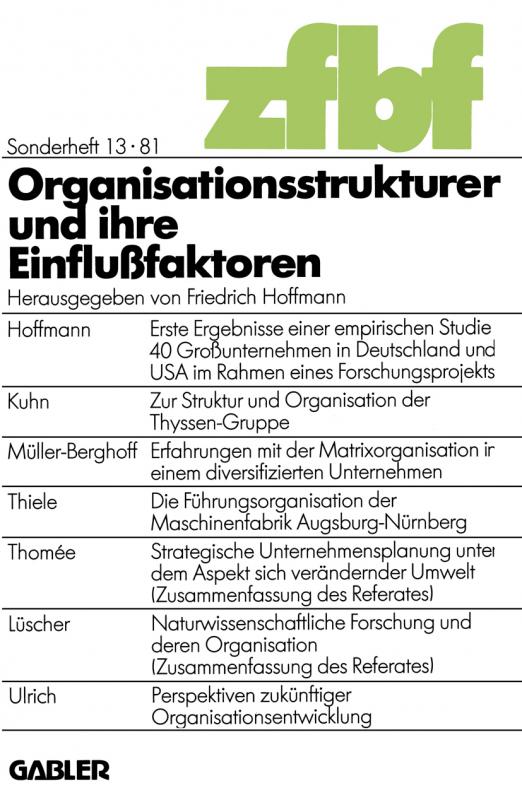 Cover-Bild Organisationsstrukturen und ihre Einflußfaktoren