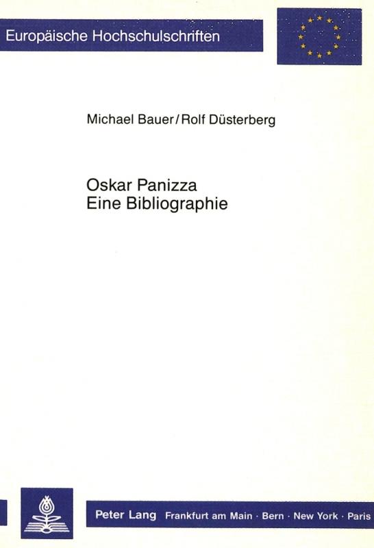 Cover-Bild Oskar Panizza. Eine Bibliographie