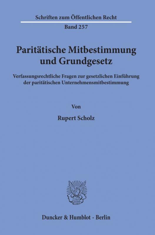 Cover-Bild Paritätische Mitbestimmung und Grundgesetz.