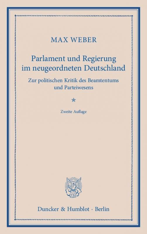 Cover-Bild Parlament und Regierung im neugeordneten Deutschland.