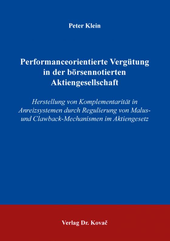 Cover-Bild Performanceorientierte Vergütung in der börsennotierten Aktiengesellschaft