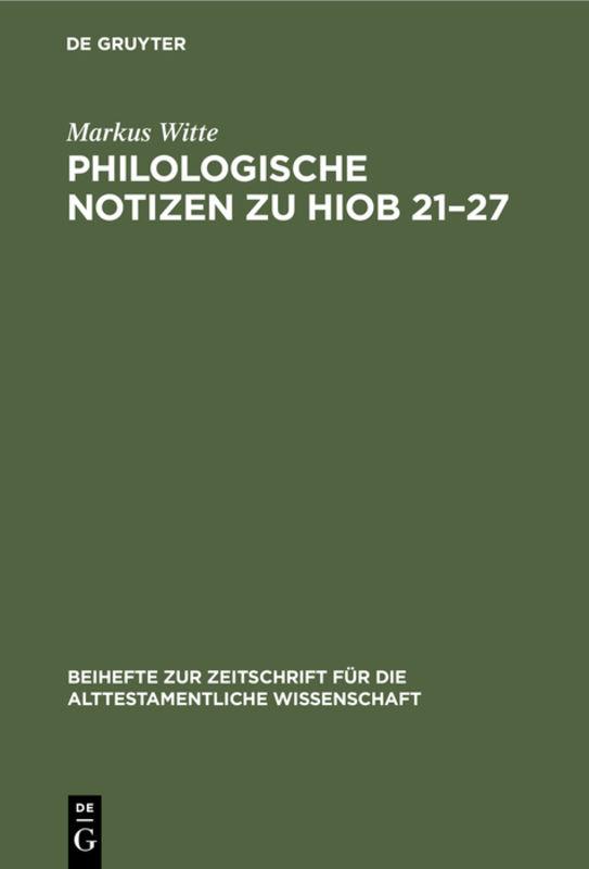 Cover-Bild Philologische Notizen zu Hiob 21–27