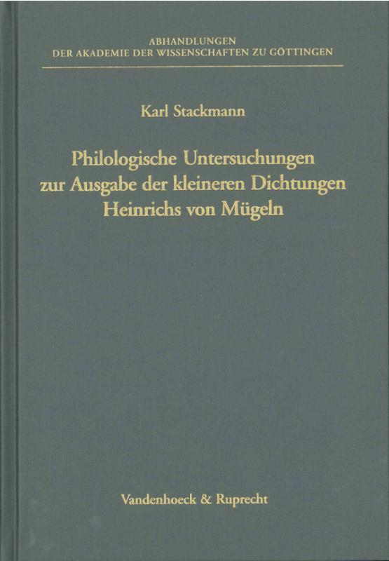 Cover-Bild Philologische Untersuchungen zur Ausgabe der kleineren Dichtungen Heinrichs von Mügeln