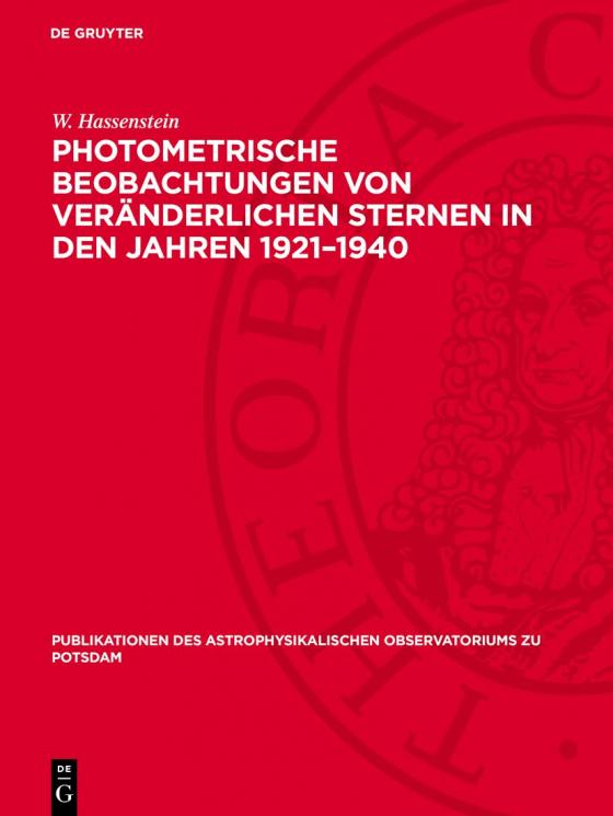 Cover-Bild Photometrische Beobachtungen von veränderlichen Sternen in den Jahren 1921–1940