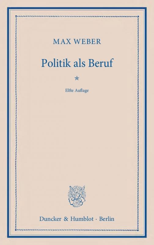 Cover-Bild Politik als Beruf.