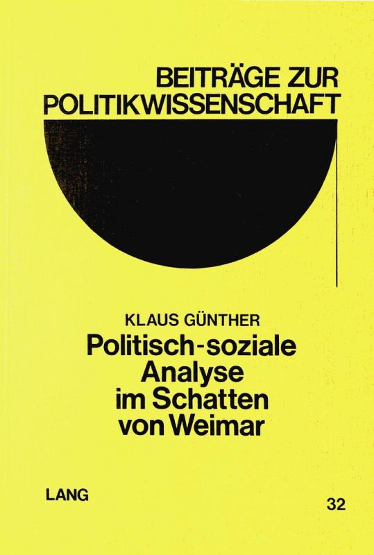 Cover-Bild Politisch-soziale Analyse im Schatten von Weimar