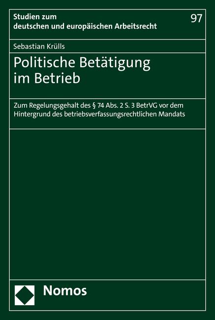 Cover-Bild Politische Betätigung im Betrieb