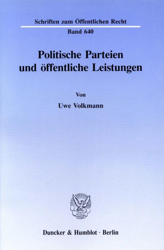 Cover-Bild Politische Parteien und öffentliche Leistungen.