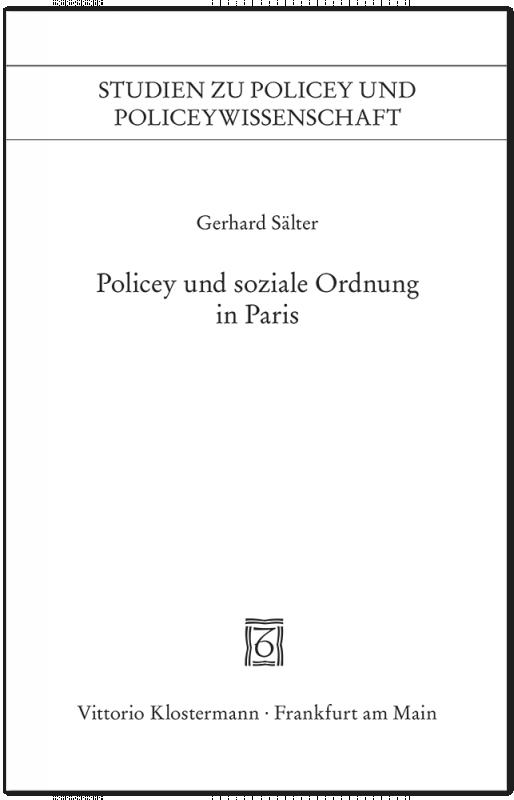 Cover-Bild Polizei und soziale Ordnung in Paris