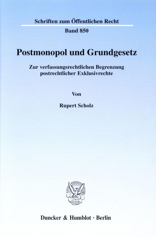 Cover-Bild Postmonopol und Grundgesetz.