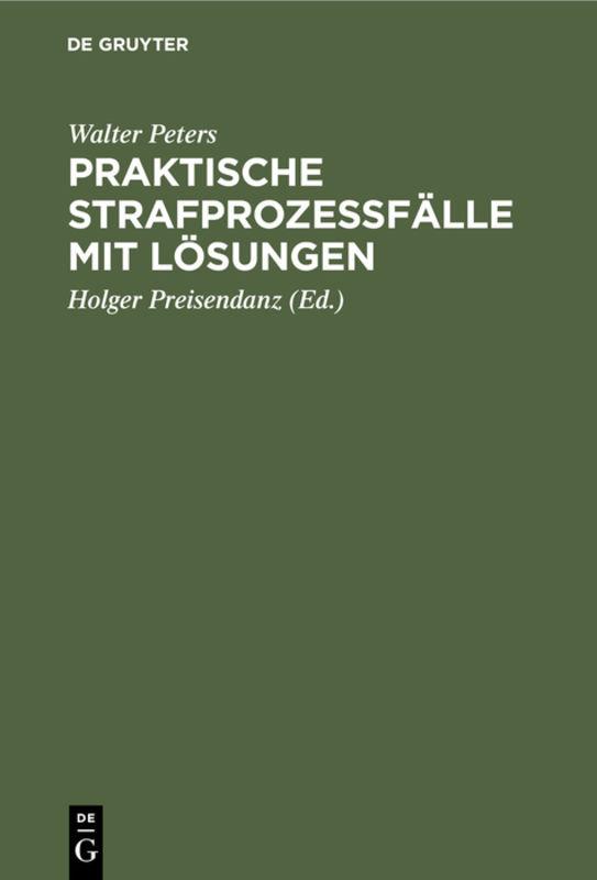 Cover-Bild Praktische Strafprozeßfälle mit Lösungen