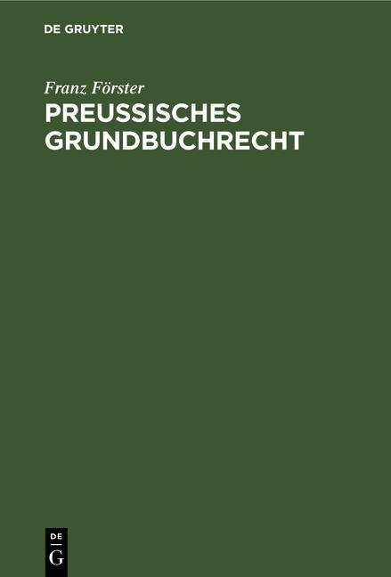 Cover-Bild Preußisches Grundbuchrecht