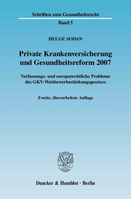 Cover-Bild Private Krankenversicherung und Gesundheitsreform 2007.