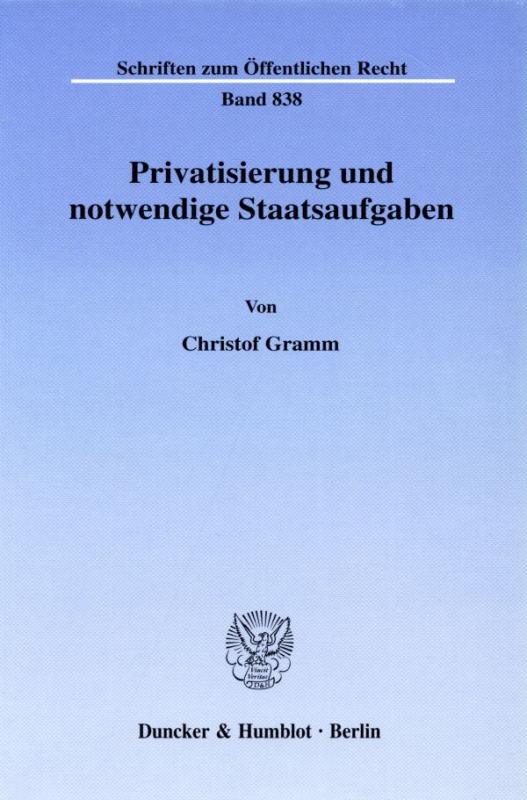 Cover-Bild Privatisierung und notwendige Staatsaufgaben.